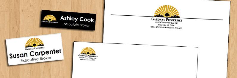 Name Tags, Envelopes, Letterhead, Full Color, Custom Logo